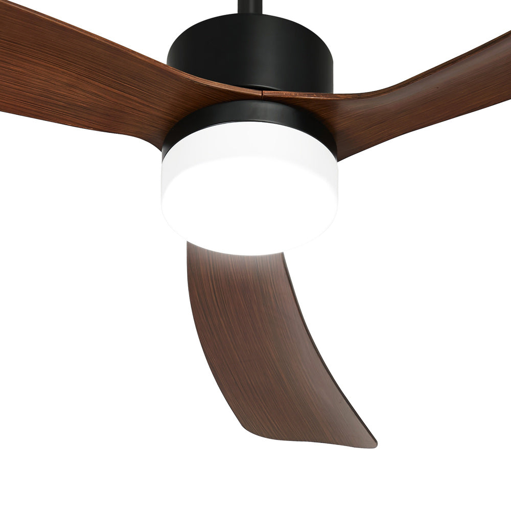 52 Inch Walnut Ceiling Fan with LED Light 5 Speed and Remote Control