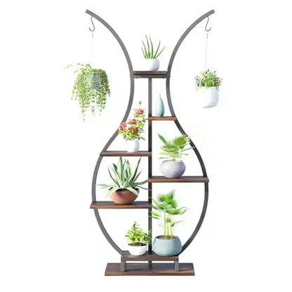 Vase Shape Tall Planter Display RackGarden Plant Stand with 5 Tiers and Hangers