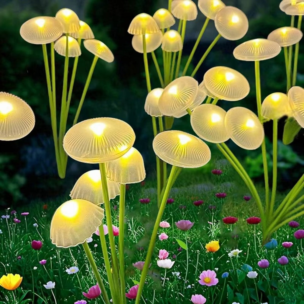 LED Solar Mushroom Lights Waterproof Yard Patio Pathway Jellyfish for Garden Ambiance