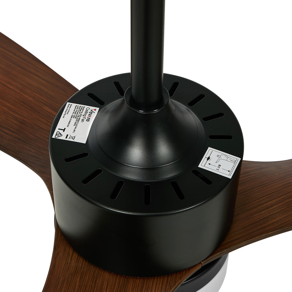 52 Inch Walnut Ceiling Fan with LED Light 5 Speed and Remote Control
