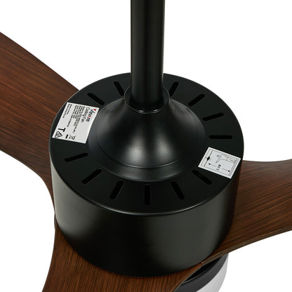 52 Inch Walnut Ceiling Fan with LED Light 5 Speed and Remote Control
