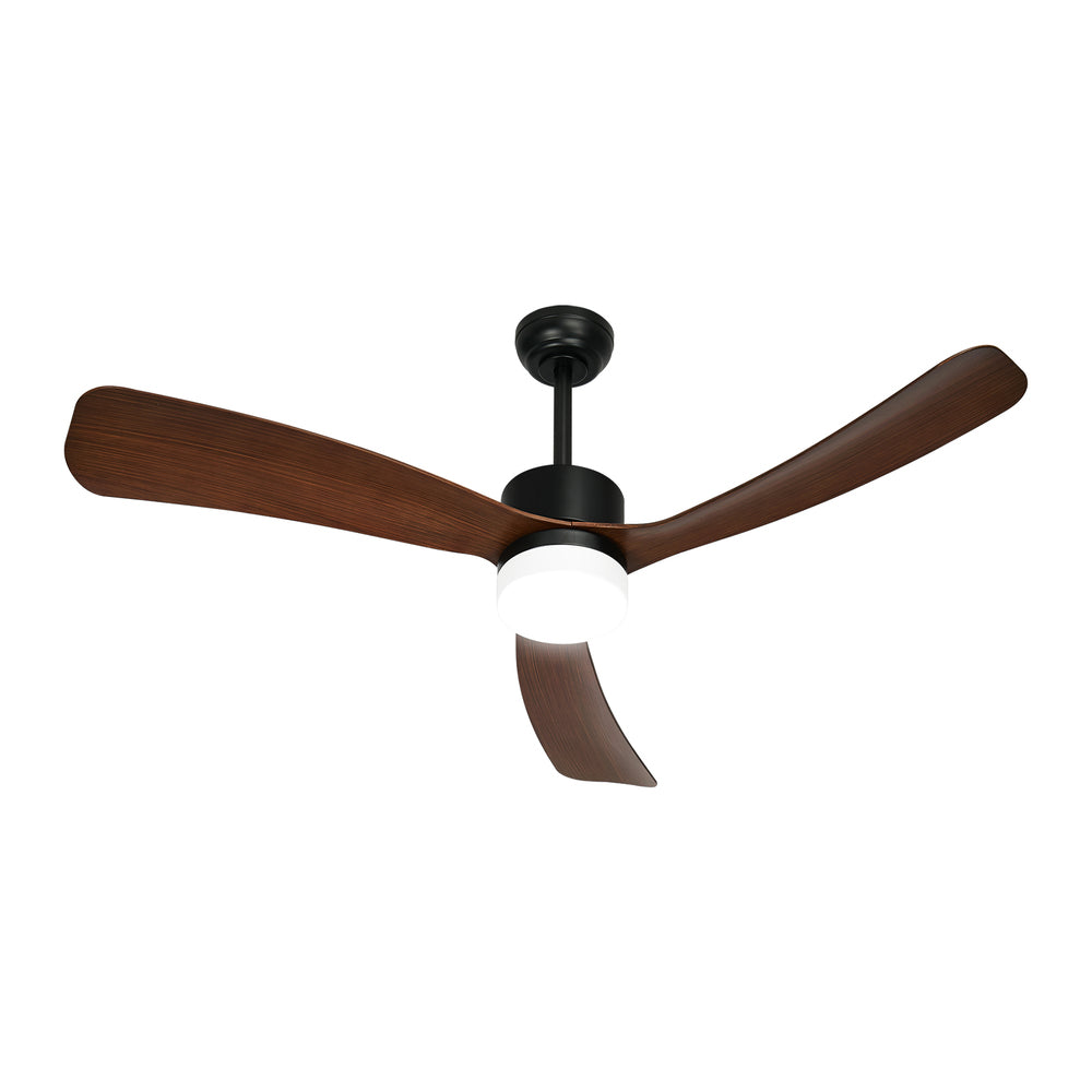 52 Inch Walnut Ceiling Fan with LED Light 5 Speed and Remote Control